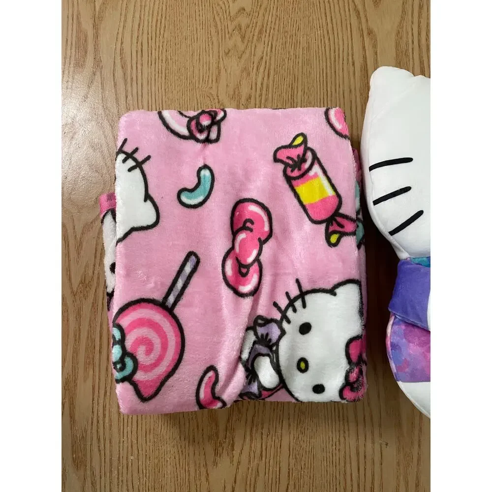 New Kids or Adults 2Pc Hello Kitty Character Cloud Pillow & Throw Set 40”x50”